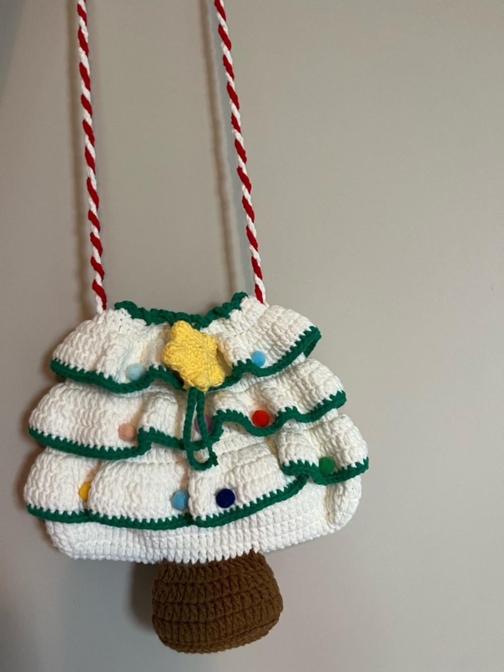 Handmade Crochet Mini Christmas Tree bag, Crossbody bag